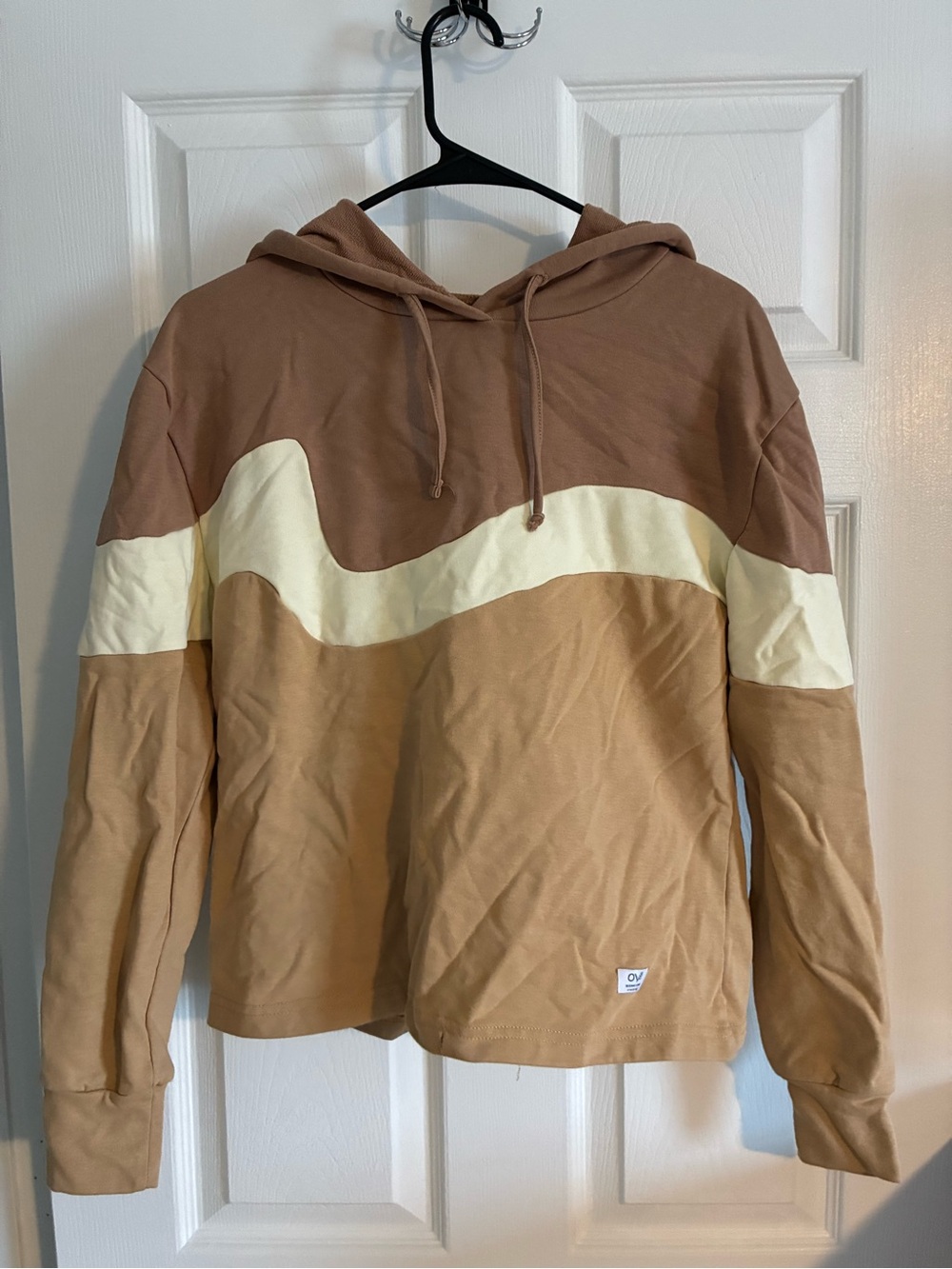 OV Wave-Panel Hoodie in Brown, Tan & Cream